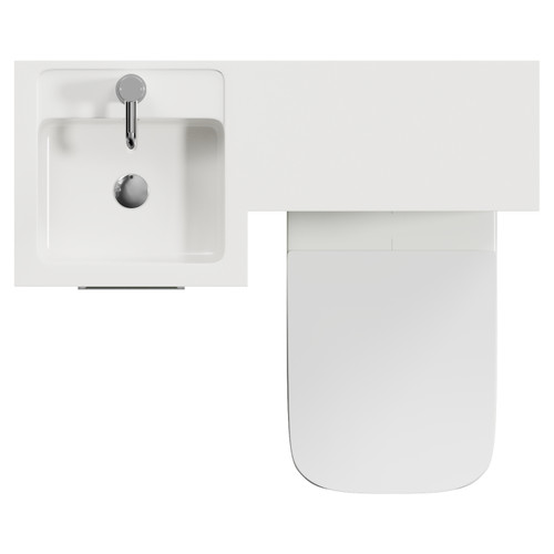 Napoli 390 Olive Green 900mm Single Door Vanity Unit Toilet Suite with Left Hand Square Lucia Basin Top View