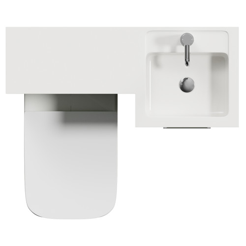 Napoli 390 Olive Green 900mm Single Door Vanity Unit Toilet Suite with Right Hand Square Lucia Basin Top View