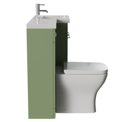 Napoli 390 Olive Green 1000mm 2 Door Vanity Unit Toilet Suite with Right Hand Square Lucia Basin Side View