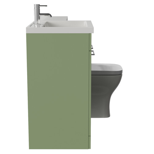 Napoli 460 Olive Green 1100mm 2 Door Vanity Unit Toilet Suite with Left Hand Square Lucia Basin Side View