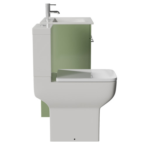 Napoli 460 Olive Green 600mm 2 Door Vanity Unit and Tacoma Comfort Height Toilet Suite with Angel Basin Side View