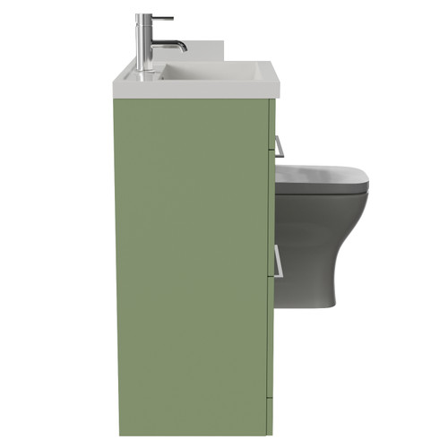 Napoli 390 Olive Green 1500mm 2 Drawer Vanity Unit Toilet Suite with Left Hand Square Lucia Basin Side View