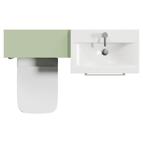 Napoli 390 Cento Olive Green 1200mm 2 Drawer Vanity Unit Toilet Suite with Glide Basin Top View