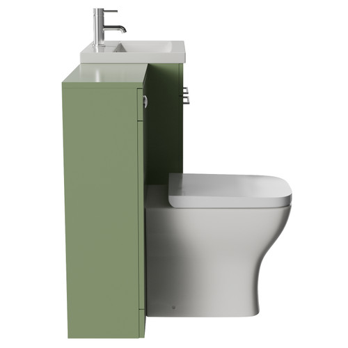 Napoli 390 Cento Olive Green 1200mm 2 Door Vanity Unit Toilet Suite with Glide Basin Side View