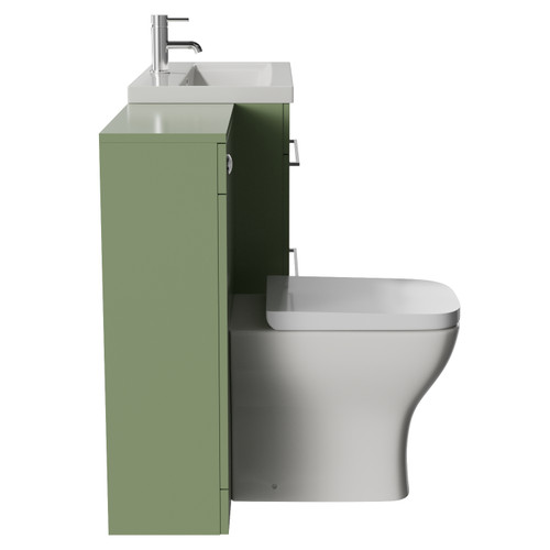 Napoli 390 Cento Olive Green 1400mm 2 Drawer Vanity Unit Toilet Suite with Glide Basin Side View
