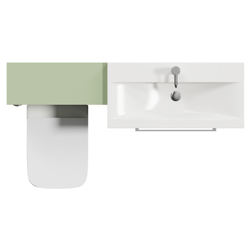 Napoli 390 Cento Olive Green 1400mm 2 Drawer Vanity Unit Toilet Suite with Glide Basin Top View