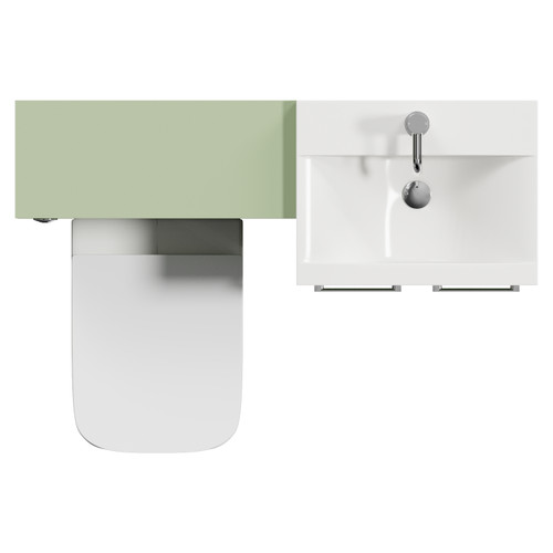 Napoli 390 Cento Olive Green 1100mm 2 Door Vanity Unit Toilet Suite with Glide Basin Top View
