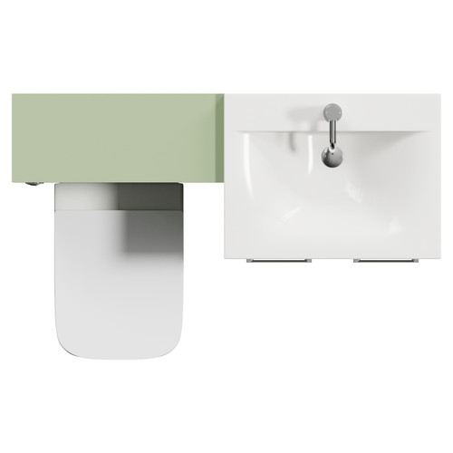Napoli 460 Cento Olive Green 1200mm 2 Door Vanity Unit Toilet Suite with Glide Basin Top View