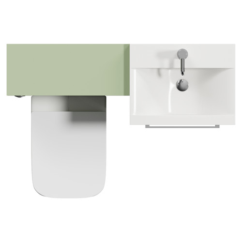 Napoli 390 Cento Olive Green 1100mm 2 Drawer Vanity Unit Toilet Suite with Glide Basin Top View