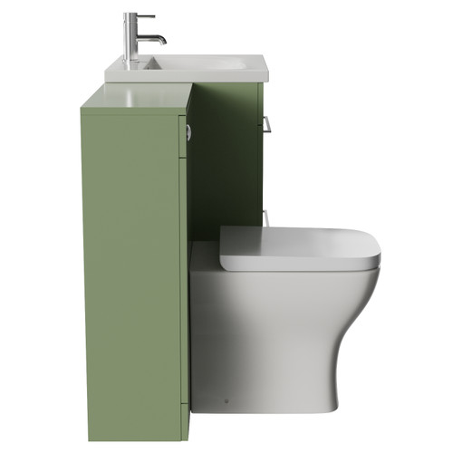 Napoli 460 Cento Olive Green 1200mm 2 Drawer Vanity Unit Toilet Suite with Glide Basin Side View
