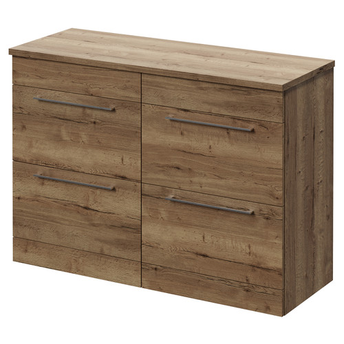 Napoli 460 Tobacco Oak 1200mm 4 Drawer Vanity Unit for Countertop Basins Right Hand View