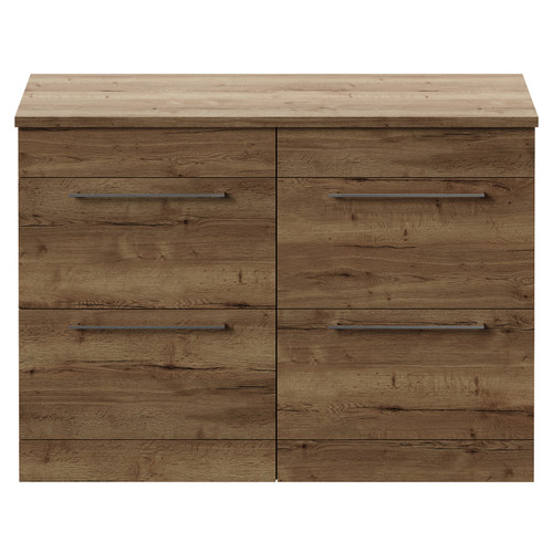Napoli 460 Tobacco Oak 1200mm 4 Drawer Vanity Unit for Countertop Basins Front View