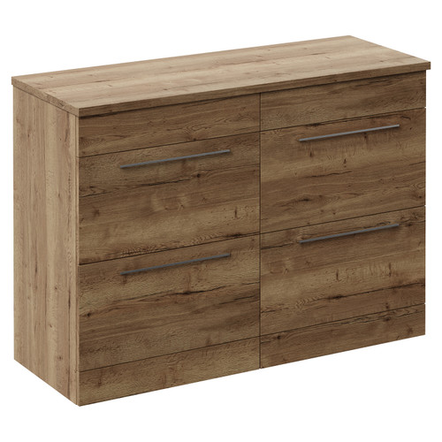 Napoli 460 Tobacco Oak 1200mm 4 Drawer Vanity Unit for Countertop Basins Left Hand View