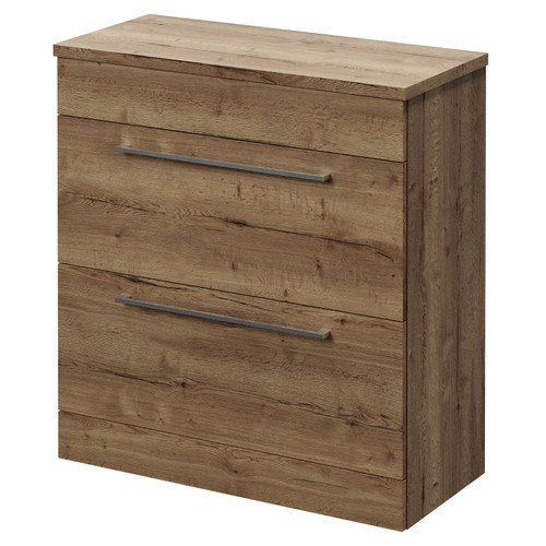 Napoli 390 Tobacco Oak 800mm 2 Drawer Vanity Unit for Countertop Basins Right Hand View