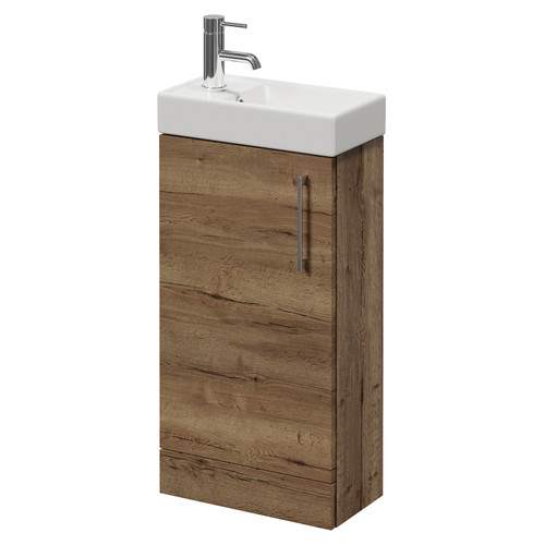 Napoli Cube Tobacco Oak 400mm Single Door Vanity Unit with Align Basin Right Hand View