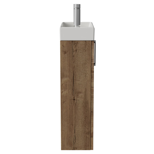Napoli Cube Tobacco Oak 400mm Single Door Vanity Unit with Align Basin Side View