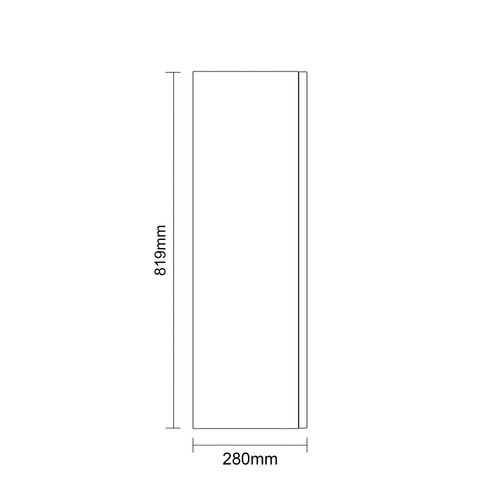 Napoli Tobacco Oak 350mm Wall Mounted Single Door Side Cabinet Side on Dimensions