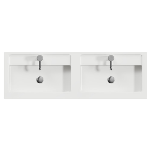 Napoli 390 Tobacco Oak 1200mm 4 Door Vanity Unit with Double Lucia Basins Top View