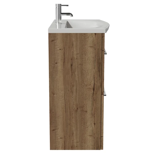Napoli 390 Tobacco Oak 800mm 2 Drawer Vanity Unit with Arc Basin Side View