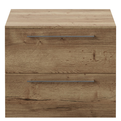 Napoli 460 Tobacco Oak 600mm Wall Mounted 2 Drawer Vanity Unit for Countertop Basins Front View