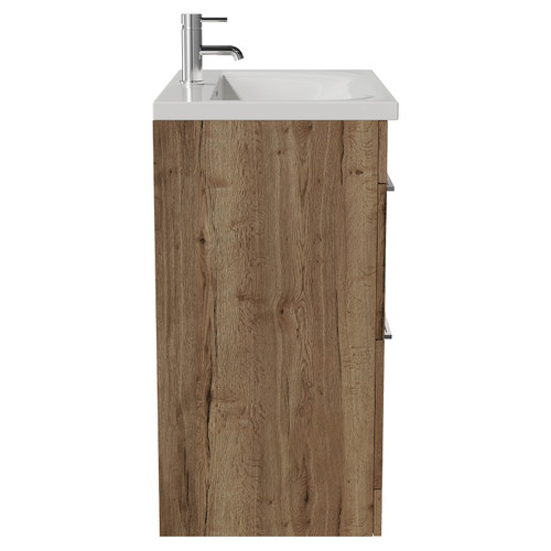 Napoli 460 Tobacco Oak 800mm 2 Drawer Vanity Unit with Glide Basin Side View