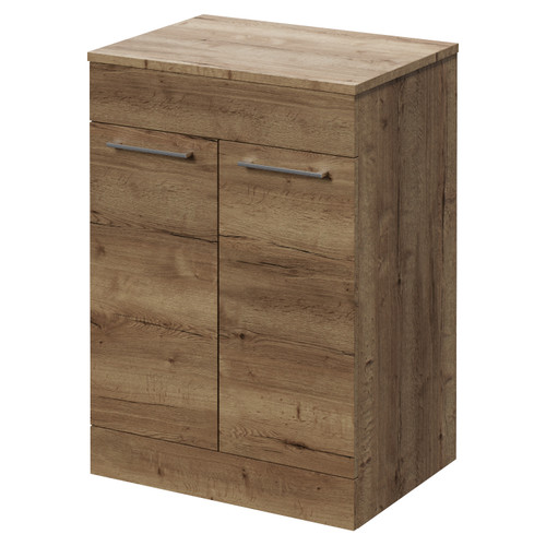 Napoli 460 Tobacco Oak 600mm 2 Door Vanity Unit for Countertop Basins Right Hand View
