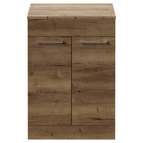 Napoli 460 Tobacco Oak 600mm 2 Door Vanity Unit for Countertop Basins Front View