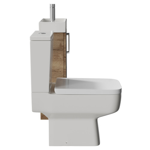 Napoli Cube Tobacco Oak 400mm Single Door Vanity Unit and Toilet Suite with Align Basin Side View