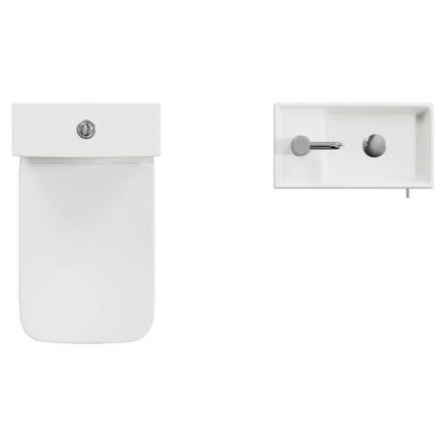 Napoli Cube Tobacco Oak 400mm Single Door Vanity Unit and Toilet Suite with Align Basin Top View