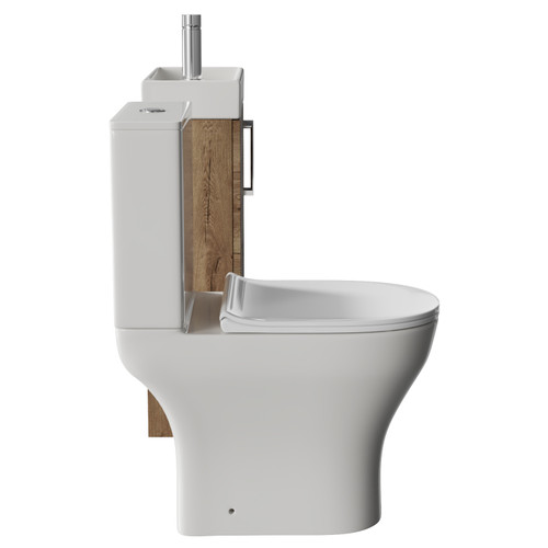 Napoli Cube Tobacco Oak 400mm Single Door Vanity Unit and Jubilee Toilet Suite with Align Basin Side View
