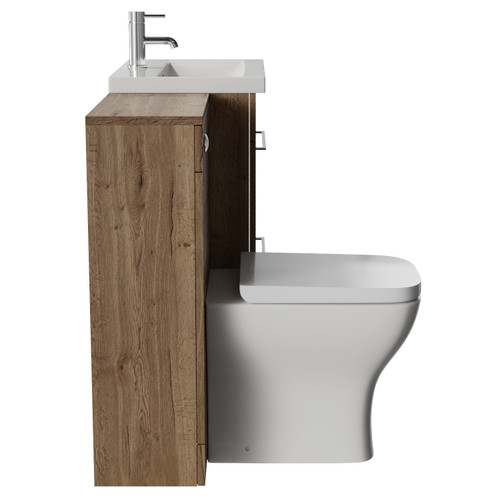 Napoli 390 Tobacco Oak 1100mm 2 Drawer Vanity Unit Toilet Suite with Glide Basin Side View