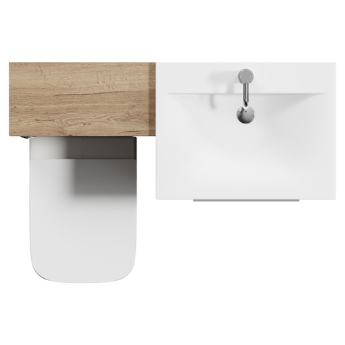 Napoli 460 Tobacco Oak 1100mm 2 Drawer Vanity Unit Toilet Suite with Glide Basin Top View