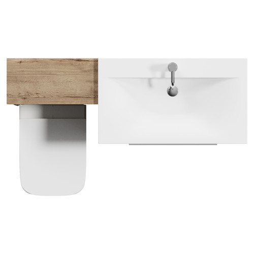 Napoli 460 Tobacco Oak 1300mm 2 Drawer Vanity Unit Toilet Suite with Glide Basin Top View