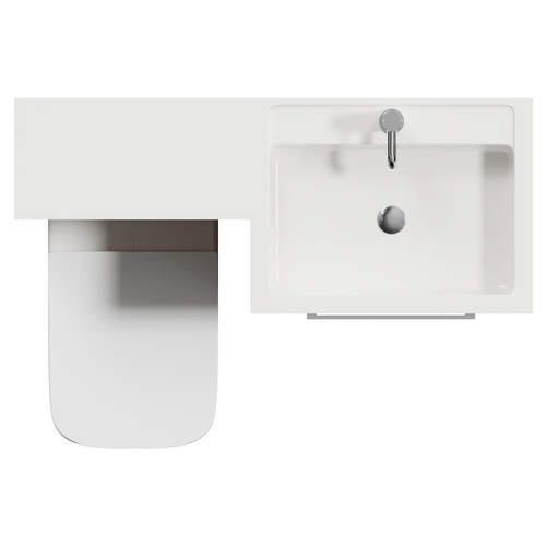 Napoli 460 Tobacco Oak 1100mm 2 Drawer Vanity Unit Toilet Suite with Right Hand Square Lucia Basin Top View