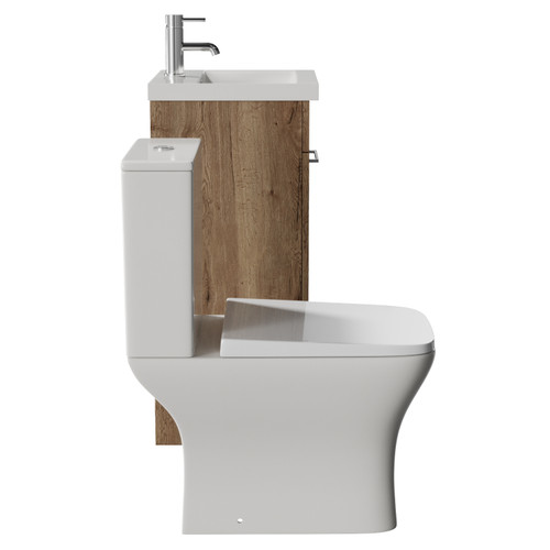 Napoli 390 Tobacco Oak 400mm Single Door Vanity Unit and Kingston Toilet Suite with Glide Basin Side View