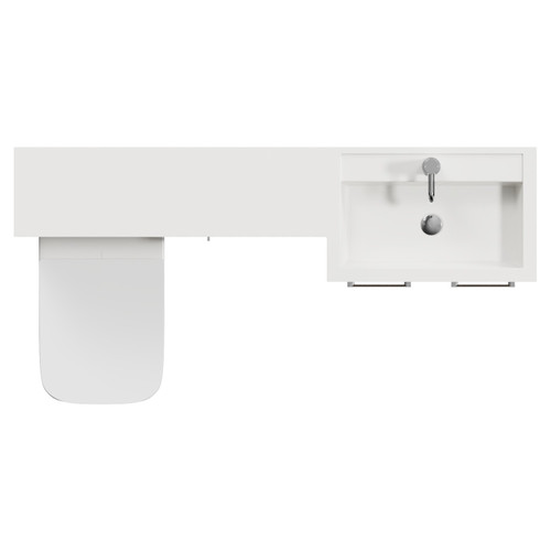 Napoli 390 Tobacco Oak 1500mm 3 Door Vanity Unit Toilet Suite with Right Hand Square Lucia Basin Top View