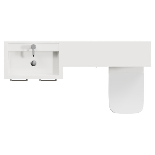 Napoli 390 Tobacco Oak 1500mm 3 Door Vanity Unit Toilet Suite with Left Hand Square Lucia Basin Top View