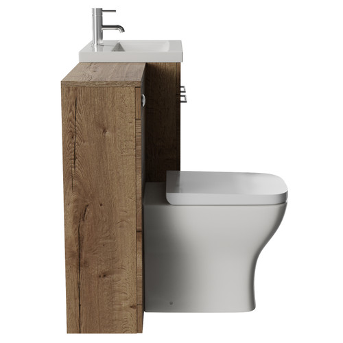 Napoli 390 Cento Tobacco Oak 1200mm 2 Door Vanity Unit Toilet Suite with Glide Basin Side View