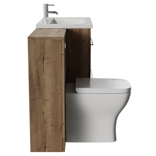 Napoli 460 Cento Tobacco Oak 1400mm 2 Drawer Vanity Unit Toilet Suite with Glide Basin Side View