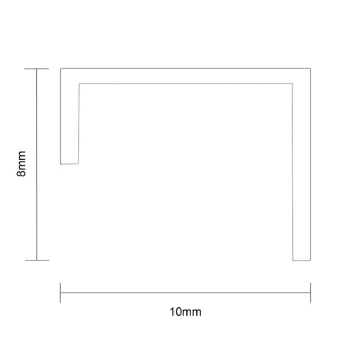 WholePanel 8mm Silver Aluminium Wall Panel U Trim Dimensions Side