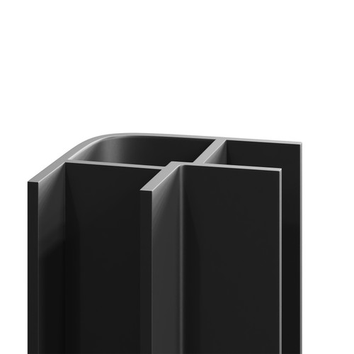 WholePanel 8mm Matt Black Anodised Aluminium Wall Panel External Corner Trim Left Hand View