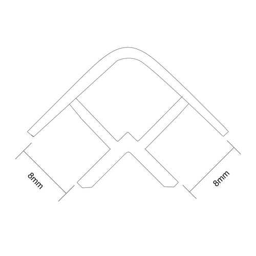 WholePanel 8mm Matt Black Anodised Aluminium Wall Panel External Corner Trim Dimensions Top