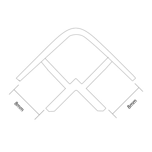 WholePanel 8mm White Aluminium Wall Panel External Corner Trim Dimensions Top
