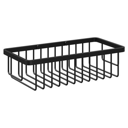 Milos Mini Colore Matt Black Rectangular Wall Mounted Wire Basket Left Hand View