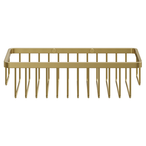 Milos Mini Colore Brushed Brass Rectangular Wall Mounted Wire Basket Front View