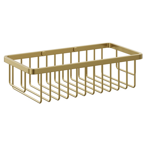 Milos Mini Colore Brushed Brass Rectangular Wall Mounted Wire Basket Left Hand View