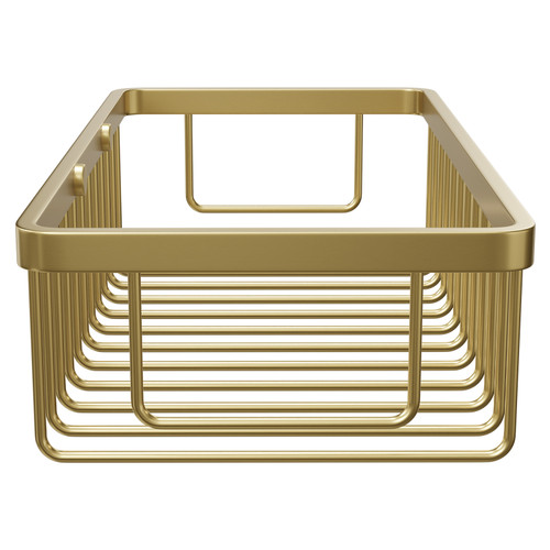 Milos Mini Colore Brushed Brass Rectangular Wall Mounted Wire Basket Side View