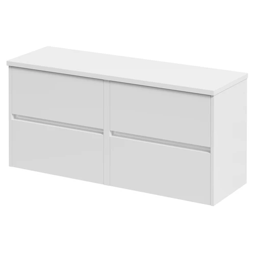 Montego Gloss White 1200mm Wall Mounted 4 Drawer Vanity Unit for Countertop Basins Right Hand View