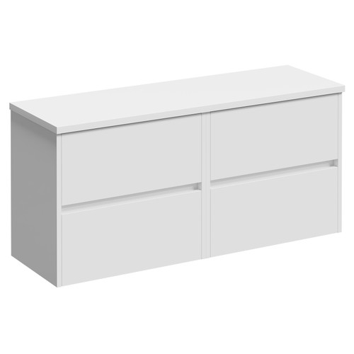 Montego Gloss White 1200mm Wall Mounted 4 Drawer Vanity Unit for Countertop Basins Left Hand View