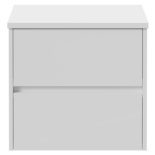 Montego Gloss White 600mm Wall Mounted 2 Drawer Vanity Unit for Countertop Basins Front View